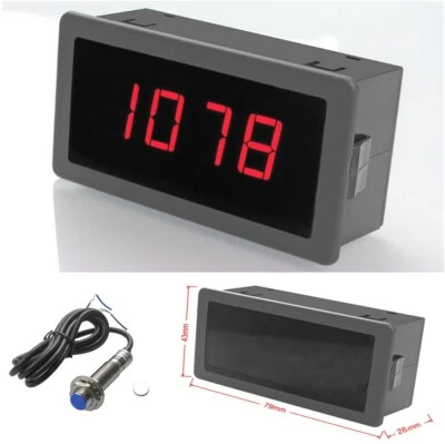 Car Auto 4 Digital Motor Red LED Tachometer RPM Speed Measure Gauge Meter 0-9999 - Image 1 of 4