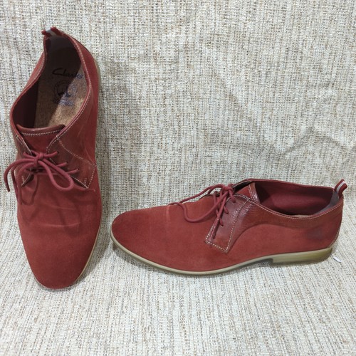 Rare scarpe casual Clarks rosse C&J Clark LTD TOR Inghilterra taglia UK 8