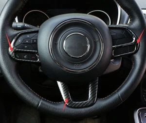 Carbon Fiber Steering Wheel Panel Decor Cover Trim For 2017-2021 JEEP Compass 3P - Picture 1 of 2