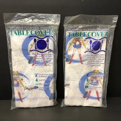 Cubierta de mesa Sailor Moon vintage 2 capas 54x88 anime fiesta playa respaldo plástico Foto 1 de 4