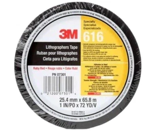 3M Lithographers Tape Red 616 25.4mmX65.8mm, 1.0 in X 72Yd - Picture 1 of 1