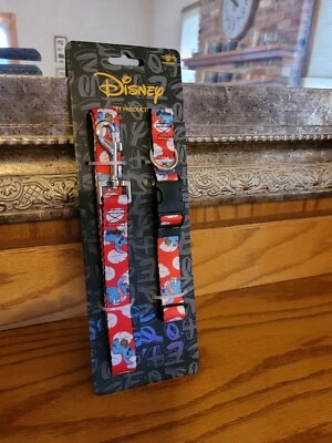 Disney Lilo and Stitch Estampado Perro Correa y Plástico Clip Collar Set Rojo Talla M Foto 1 de 2