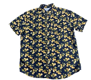Banana Republic Mens Floral Hawaiian Shirt XL Black Short Sleeves Stretch Poplin - Picture 1 of 12
