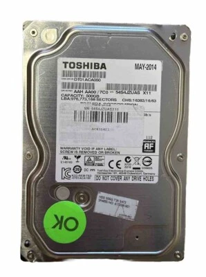 TOSHIBA 500GB 7.2K SATA 6Gb/s 3.5" Hard Drive HP P/N: 661697-002 - Image 1 of 4