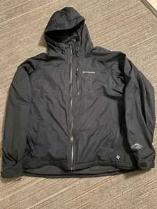 Columbia Omni-Tech Waterproof Black Breathable Interchange Coat Jacket XL Used - Bild 1 von 8