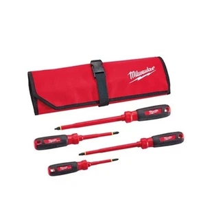 Milwaukee 48-22-2204 4PC 1000V Insulated Screwdriver Set w/ Roll Pouch - Picture 1 of 1
