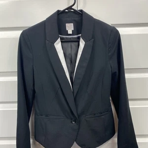 Blazer Esmoquin Blanco y Negro Career Ware Un Botón Lauren Conrad Talla 6 Bolsillos - Imagen 1 de 7