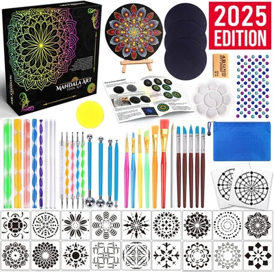 Kit de herramientas de punteado de mandala - Juego de herramientas de plantillas de pintura de punto de roca arte artesanía Foto 1 de 4