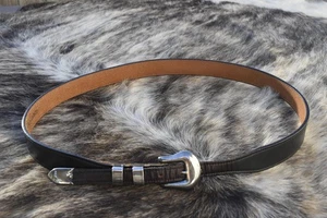 Juego de 4 hebillas Ranger vintage Western Vogt de plata esterlina 40 cinturón negro para hombre - Imagen 1 de 20