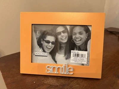 New Malden Orange "Smile" Picture Frame Y2K Style Fits Photos Sized 3.5" x 5" - Image 1 of 3