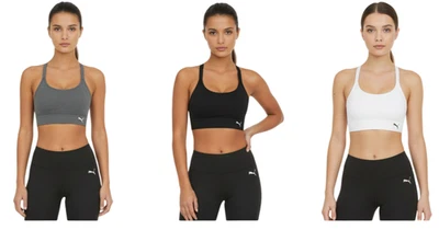 Puma Women’s Sports Bra Set 3 Colors Black White Gray Small Racerback Wire-Free - Image 1 of 4