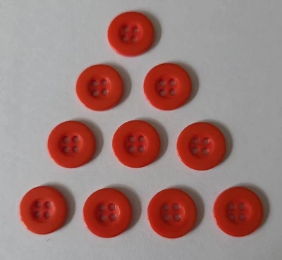 10  Bright Orange Colour Four Hole Round Resin Buttons Size 15mm - Image 1 of 2