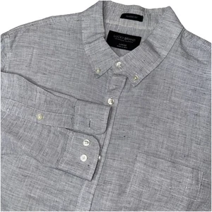 Lucky Brand Hemd Herren Large Leinen/Baumwollmischung Button Down L/S meliert blau - Bild 1 von 6