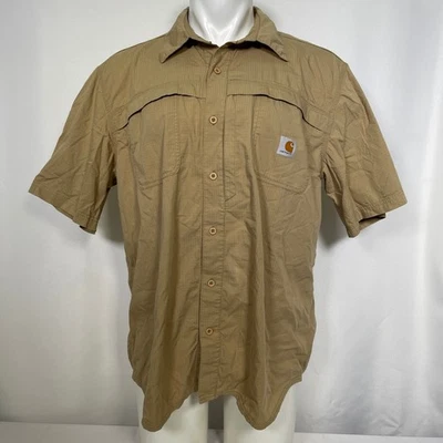 Carhartt Force Relaxed Fit Khaki Button Up Work Shirt Men's XL - Image 1 of 4