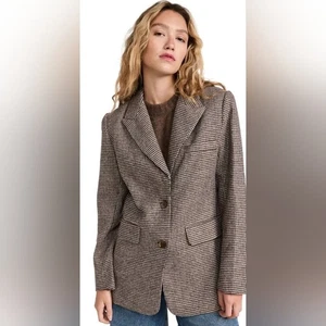 ASTR the Label Pauline Houndstooth Blazer in Brown Cream Size Small - Picture 1 of 6