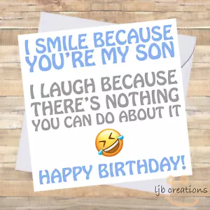 Divertida ""Mi hijo"" tarjeta de cumpleaños para hijo de mamá y papá comedia de humor adulto LOL - Imagen 1 de 2