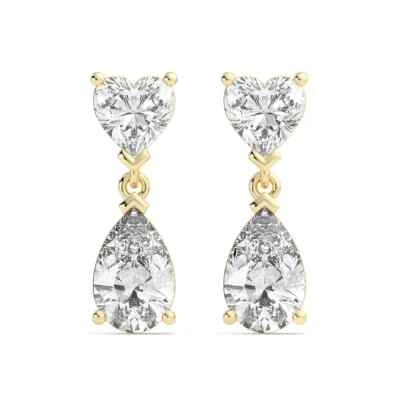 3 carat Heart Pear cut Solitaire Drop stud Earring Lab Grown Diamond stud - Image 1 of 4