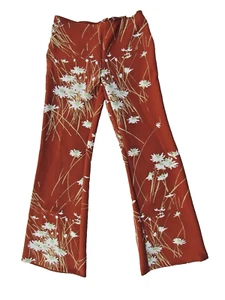 Urban Outfitters UO Dalila Flare Pants Womens S Low Rise Y2K Orange Floral Print - Picture 1 of 15