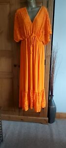 Stunning Orange Lace Maxi Dress 14 New