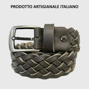 Cintura Uomo Pelle Intrecciata Donna Grigia Pelle Artigianale Cuoio Italy 4 - Foto 1 di 4