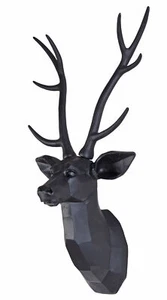 Figur Wand Hirschkopf Hirsch Geweih Schwarz Tierkopf Wanddekoration Tierbüste - Bild 1 von 4