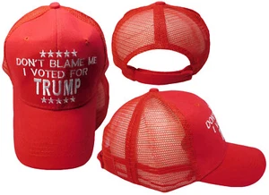 Don't Blame Me I Voted For Trump Red Mesh Trucker Acrylic Embroidered Cap Hat - Picture 1 of 6