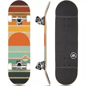 Skateboard, Ahornholz, ABEC 5 Kugellager, Double Kick Concave Deck (Retro Sun) - Bild 1 von 9