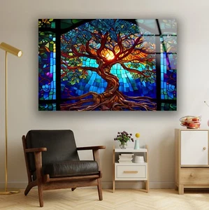 Life of Tree Tempered Glass Wall Art,Wall Decor,Free Shipping WorldWide !!! - Picture 1 of 8