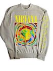 Unisex Nirvana Crewneck Sweatshirt M Beige - Tie-Dye Smiley - Kurt Cobain NWOT