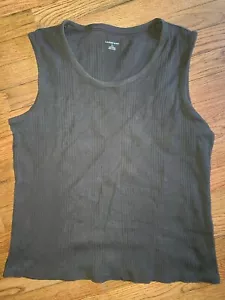 Lands' End Damen-Tanktop 100 % Baumwolle braun gerippt ärmellos Größe Large 14-16 - Bild 1 von 5