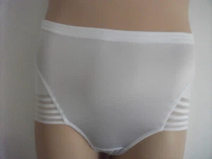 ex M & S SHEER AND OPAQUE FULL BRIEF TUMMY PANEL SLIMMING KNICKERS WHITE - Picture 1 of 2