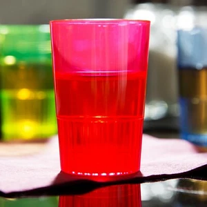 RED NEON FINELINE SHOOTER PLASTIC REUSEABLE CUPS, 1.5 oz (500 TUMBLERS PER CASE) - Picture 1 of 1