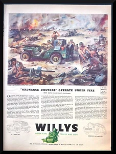Ordnance Doctors Willys Overland Jeep Vintage 1943 Pubblicità Sotto il Fuoco Seconda Guerra Mondiale James Sessions - Foto 1 di 1
