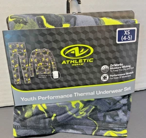 Athletic Works Boys Youth Performance Thermal Underwear Set Black Yellow~ XS 4/5 - Picture 1 of 3