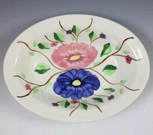 Vintage 1940's Blue Ridge Cumberland Astor Oval Vegetable Bowl Blue/Pink Floral - Picture 1 of 8