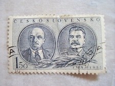 Ceskoslovinsko STAMP,Czechoslovakia stamp,1953 ,LENIN-STALIN, Soviet Leaders