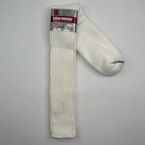 Calcetines Vintage 10-13 Blanco Sobre La Pantorrilla Mezcla Acrílica Entretejida EE. UU. NOS 80s 90s - Imagen 1 de 11