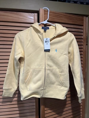 NUEVO CON ETIQUETAS Polo Ralph Lauren Amarillo Niños Mezcla de Algodón Polar Sudadera con Capucha Pequeña (8) Foto 1 de 4