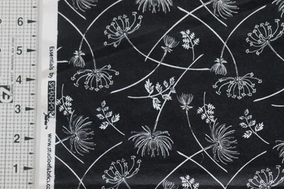 Floral black and white cotton quilt fabric  FQ Studio E fabrics - Image 1 of 2