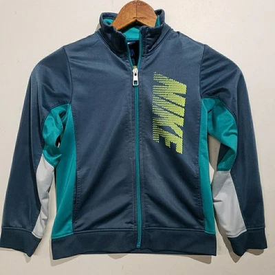 Chaqueta de pista Nike con cremallera para niños 6 verde azulado/amarillo neón/gris cremallera completa Foto 1 de 4