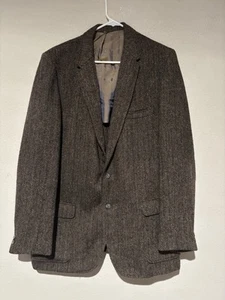 Eddie Bauer Blazer Mens 44 Long Vintage Harris Tweed Wool Union Made Suit Jacket - Picture 1 of 20