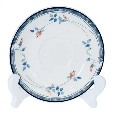 "Platillo Noritake EASTFAIR 9171 Keltcraft Melocotón Floral Brotes Banda Azul 6 1/8"" COMO NUEVO Foto 1 de 4