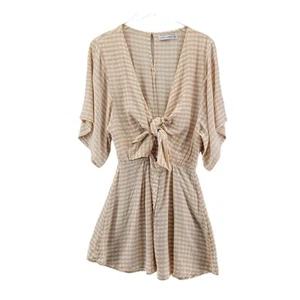 Faithfull The Brand Dress Womens Size 6 Vinci Tie Front Pink Gingham Playsuit - Picture 1 of 10