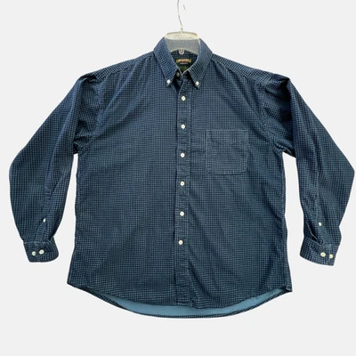 Vintage Cambridge Corduroy Button Down Shirt Mens Large Blue Houndstooth Print - Image 1 of 4