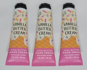 3 NEW BATH & BODY WORKS VANILLA BUTTERCREAM HAND CREAM LOTION SHEA BUTTER TRAVEL - Picture 1 of 7