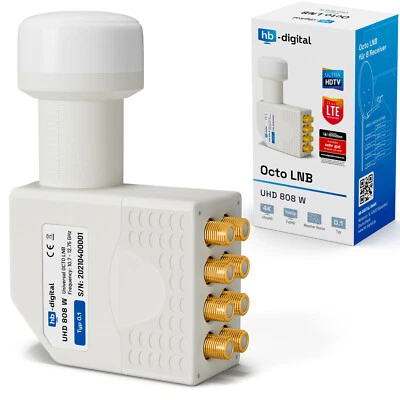HB-DIGITAL Octo LNB LNC LMB 0,1dB FULL HDTV 3D 4K SKY HD+ 8 veces participante receptor directo