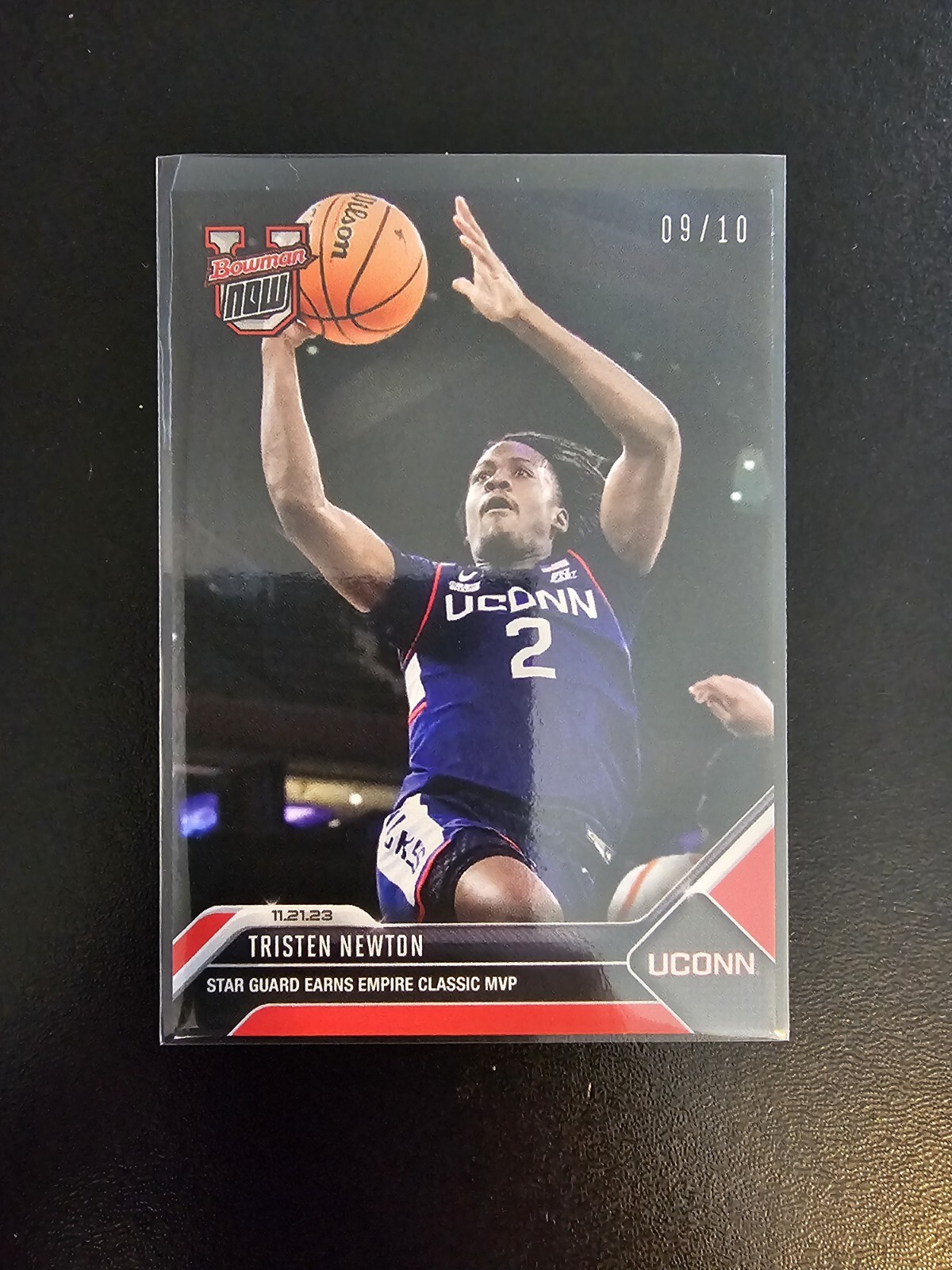 Tristen Newton UConn Empire Classic MVP 2023 Bowman U Now #5 Red 09/10