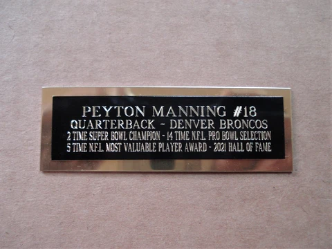 Peyton Manning Football Card Denver Broncos Card Plaque Nameplate 1" X 3" Cover