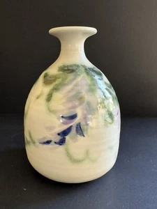Signed Pottery Vase Art Abstract Art Studio Glossy Handmade Bud Vase 6.5” Flower - Picture 1 of 20