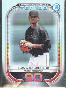 2021 Bowman #BTP-90 Edward Cabrera Bowman Scouts Top 100 Miami Marlins - Picture 1 of 2